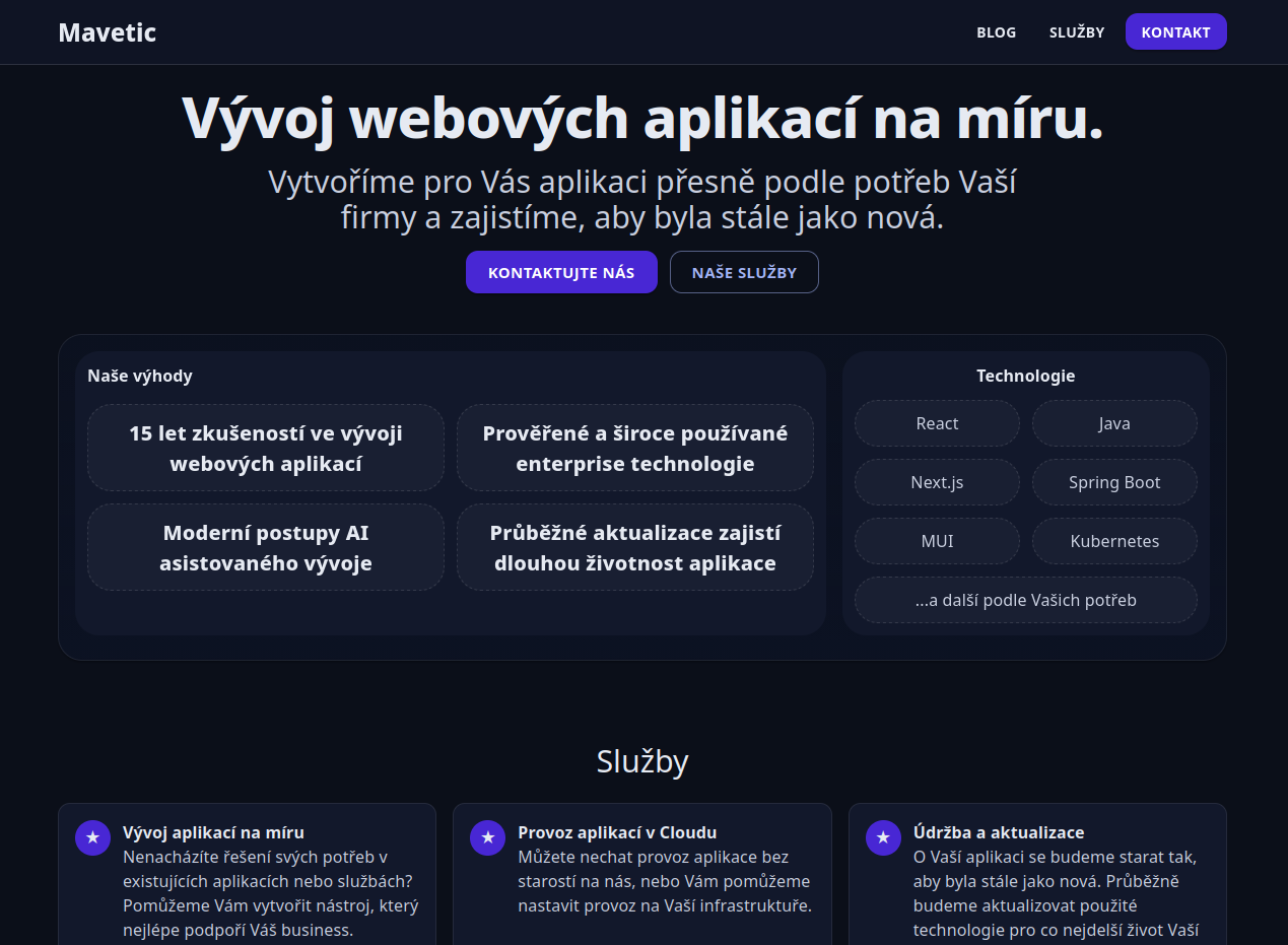 Web Mavetic - ukázka